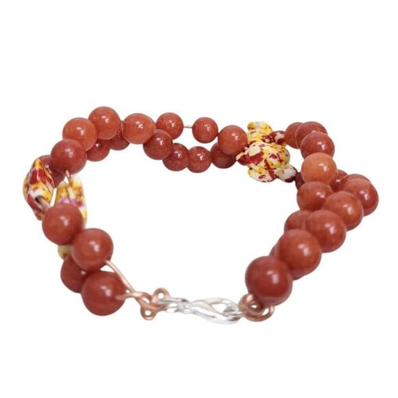 Coral Cooper Wire Yellow Red White Turquoise Turtle Bangle Bracelet - Picture 4 of 7